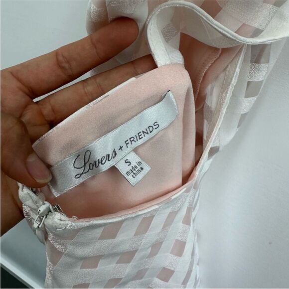 Lovers & Friends Ivory Gingham Checkered Halter Open Back Mini A-line Dress S - Picture 9 of 10